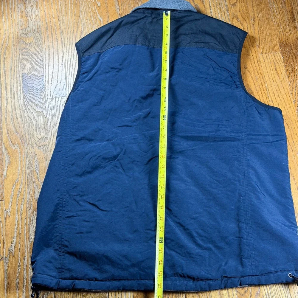 Izod PerformX XFG Reversible Vest Mens Large Navy Blue Nylon Grey Fleece Zip